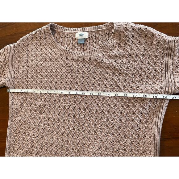Old Navy Womens Sweater Medium Knit Pink Blush Cozy Diamond Pattern Scoop Neck - Picture 5 of 8